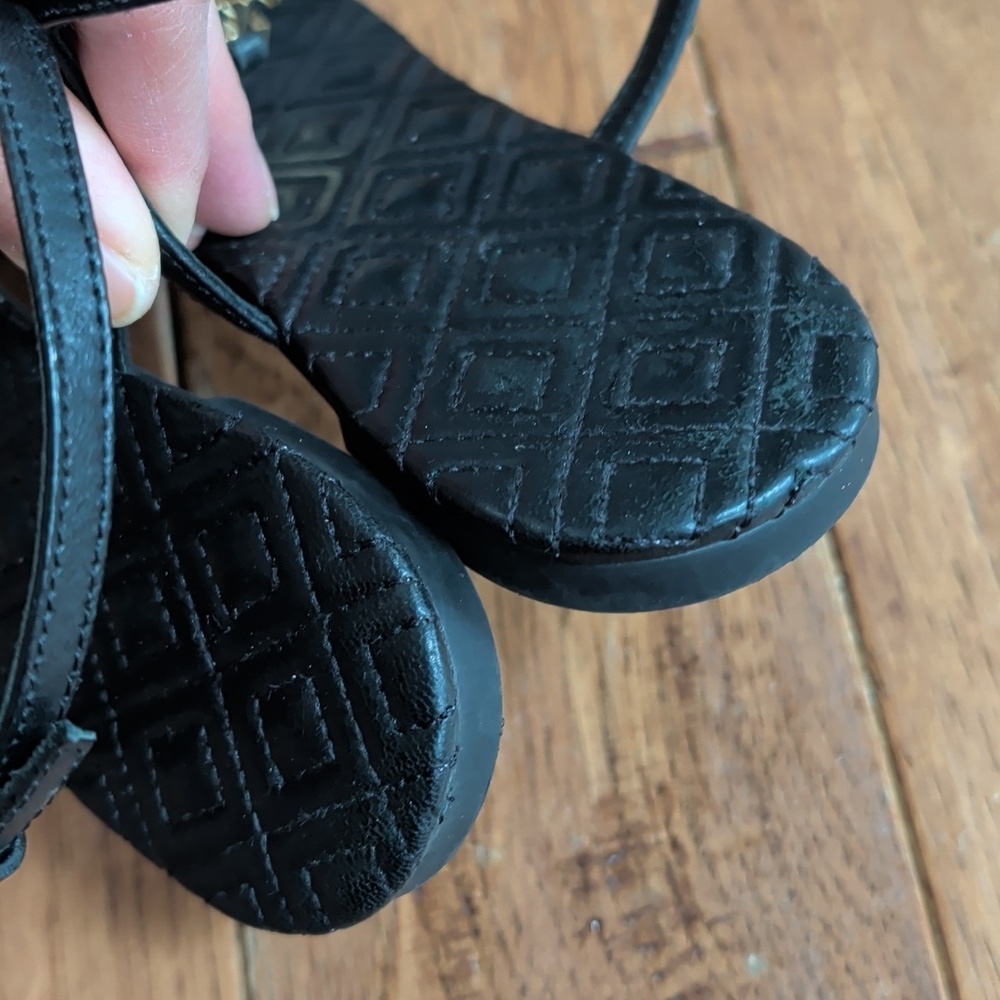 Tory Burch Marion Quilted Black Thong Sandals - Picture 3 of 7
